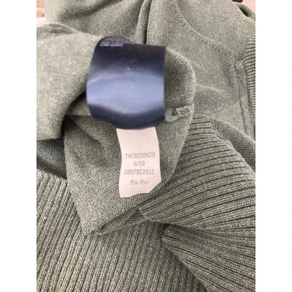 Tommy‎ Hilfiger Sweater Mens L Green Cotton V Neck Knit Long Sleeve Pullover